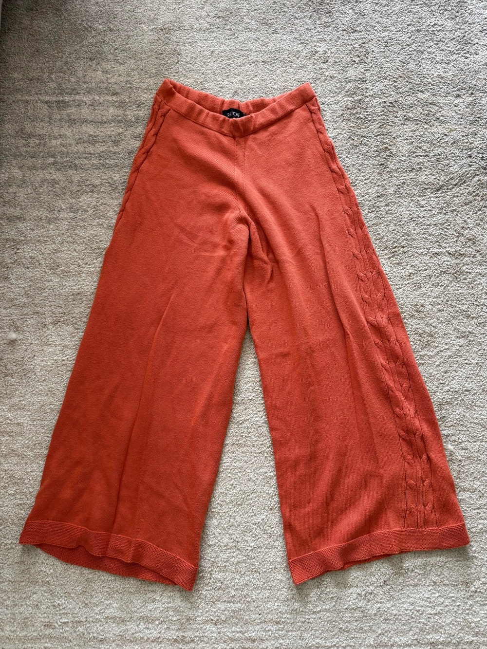 Anthropologie Pastiche Cotton Wide Leg Cropped Knit Pants